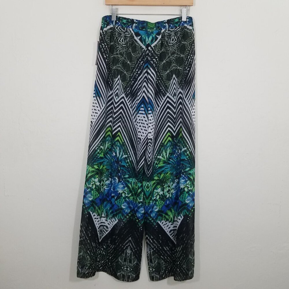 NWT Bisou Bisou Ethnic Tropical Pull-On Wide Leg Pants Size L - Picture 3 of 6